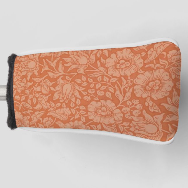 William Morris Mallow Pattern: Terracotta Floral Golf Head Cover (Front)