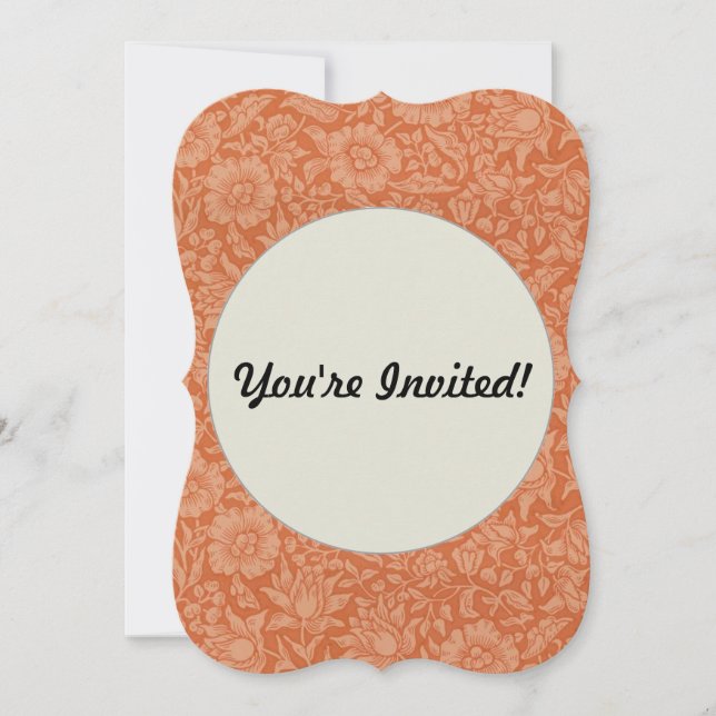 William Morris Mallow Pattern: Terracotta Floral Invitation (Front)