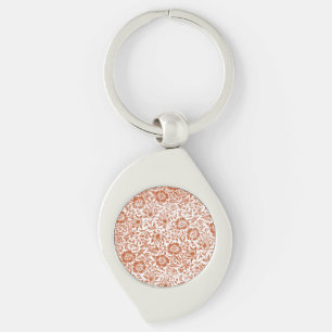 William Morris Mallow Pattern: Terracotta Floral Key Ring