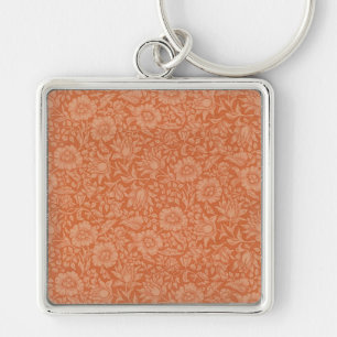 William Morris Mallow Pattern: Terracotta Floral Key Ring