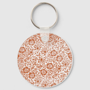 William Morris Mallow Pattern: Terracotta Floral Key Ring