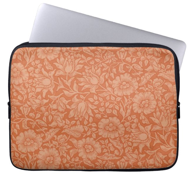 William Morris Mallow Pattern: Terracotta Floral Laptop Sleeve (Front)