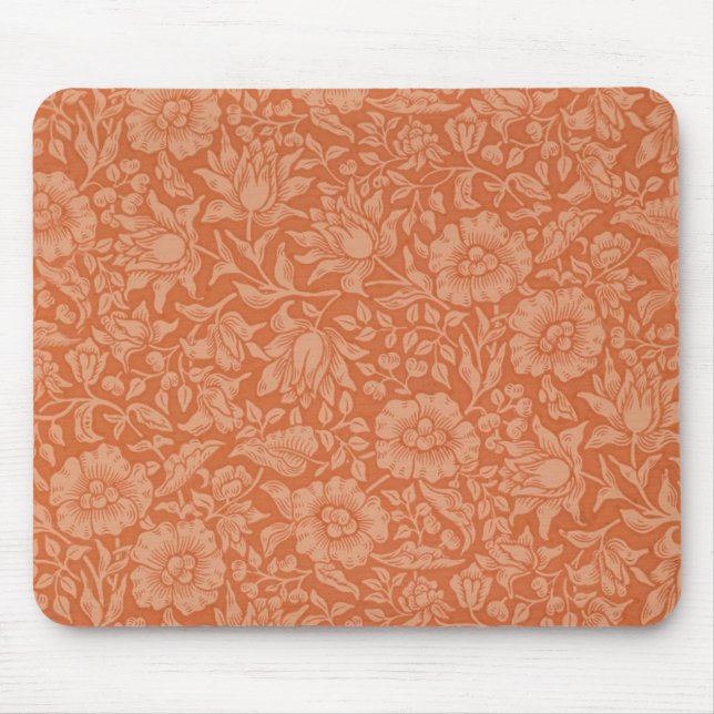 William Morris Mallow Pattern: Terracotta Floral Mouse Pad (Front)