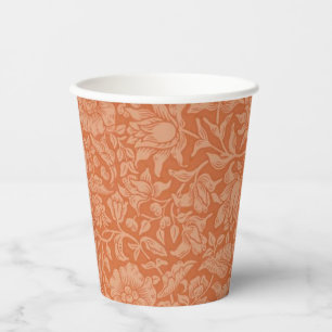 William Morris Mallow Pattern: Terracotta Floral Paper Cups
