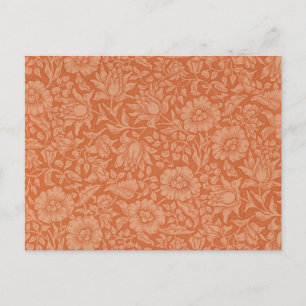 William Morris Mallow Pattern: Terracotta Floral Postcard