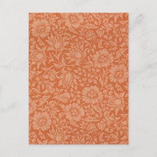 William Morris Mallow Pattern: Terracotta Floral Postcard