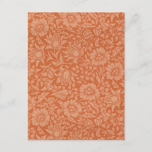 William Morris Mallow Pattern: Terracotta Floral Postcard (Front)