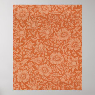 William Morris Mallow Pattern: Terracotta Floral Poster