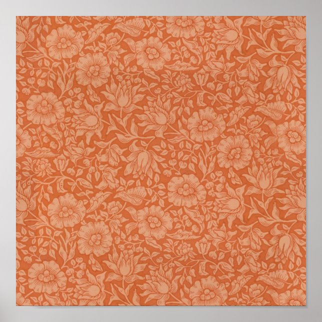 William Morris Mallow Pattern: Terracotta Floral Poster (Front)