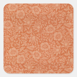 William Morris Mallow Pattern: Terracotta Floral Square Sticker
