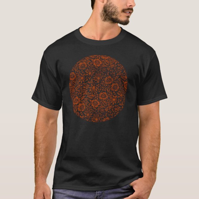 William Morris Mallow Pattern: Terracotta Floral T-Shirt (Front)