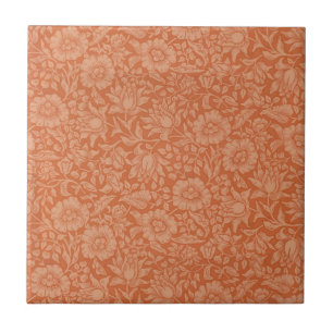 William Morris Mallow Pattern: Terracotta Floral Tile