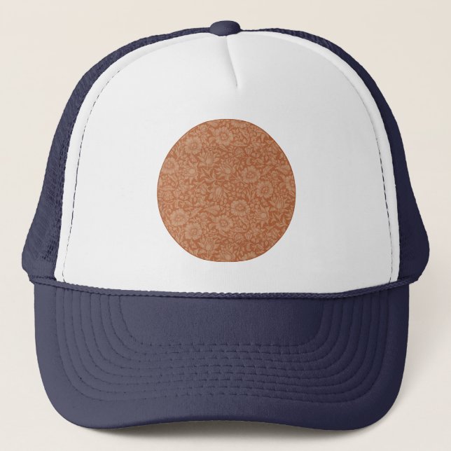 William Morris Mallow Pattern: Terracotta Floral Trucker Hat (Front)