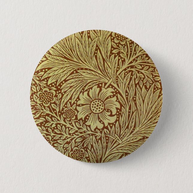 William Morris Marigold Antique Flower Pattern 6 Cm Round Badge (Front)