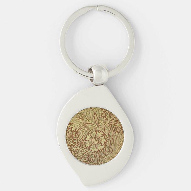 William Morris Marigold Antique Flower Pattern Key Ring (Front)