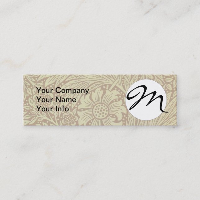 William Morris Marigold Antique Flower Pattern Mini Business Card (Front)