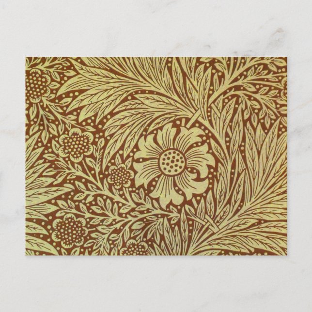 William Morris Marigold Antique Flower Pattern Postcard (Front)