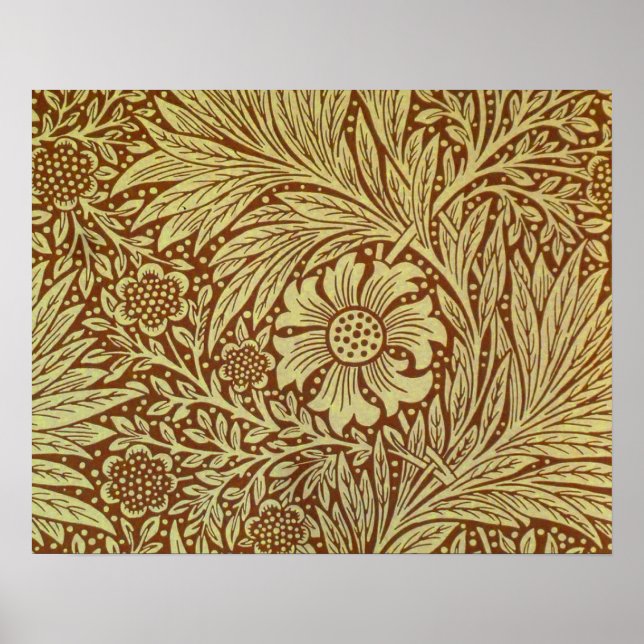 William Morris Marigold Antique Flower Pattern Poster (Front)