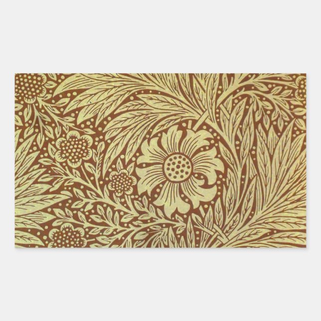 William Morris Marigold Antique Flower Pattern Rectangular Sticker (Front)
