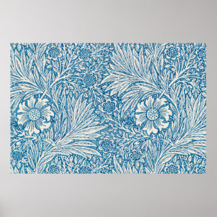 William Morris marigold blue pattern  Poster