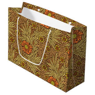William Morris Marigold, Copper Brown and Orange Large Gift Bag