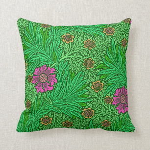 William Morris Marigold, Emerald Green & Fuchsia Cushion