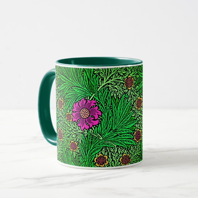 William Morris Marigold, Emerald Green & Fuchsia  Mug (Front Left)