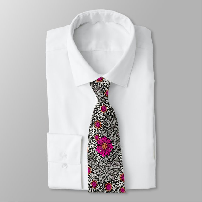 William Morris Marigold, Gray / Grey, and Fuchsia Tie (Tied)
