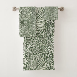 William Morris Marigold Green Floral Art Print Bath Towel Set