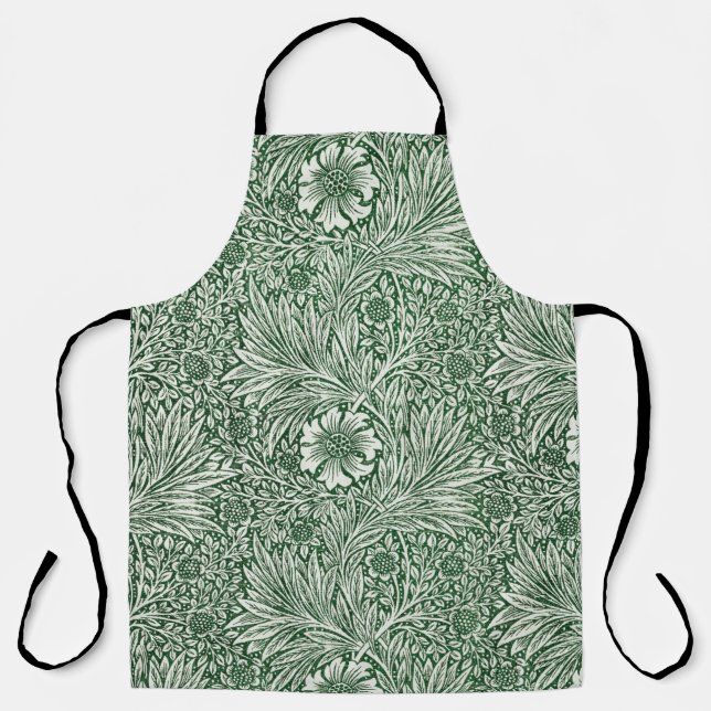 william morris marigold green floral flower apron (Front)