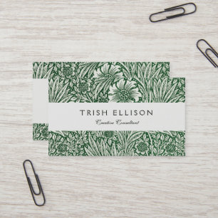 william morris marigold green floral flower business card