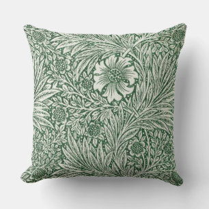 william morris marigold green floral flower cushion