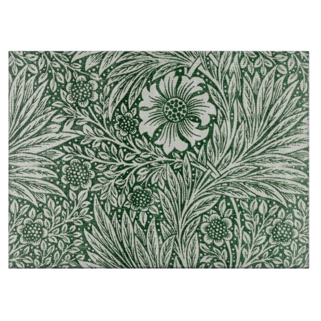 william morris marigold green floral flower cutting board (Front)