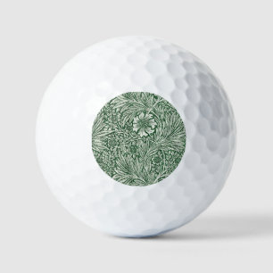 william morris marigold green floral flower golf balls