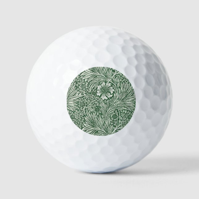 william morris marigold green floral flower golf balls (Front)
