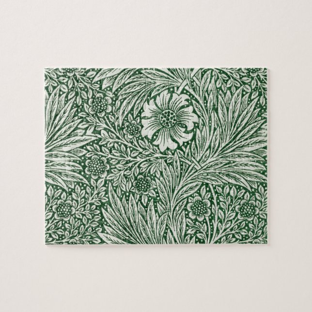william morris marigold green floral flower jigsaw puzzle (Horizontal)