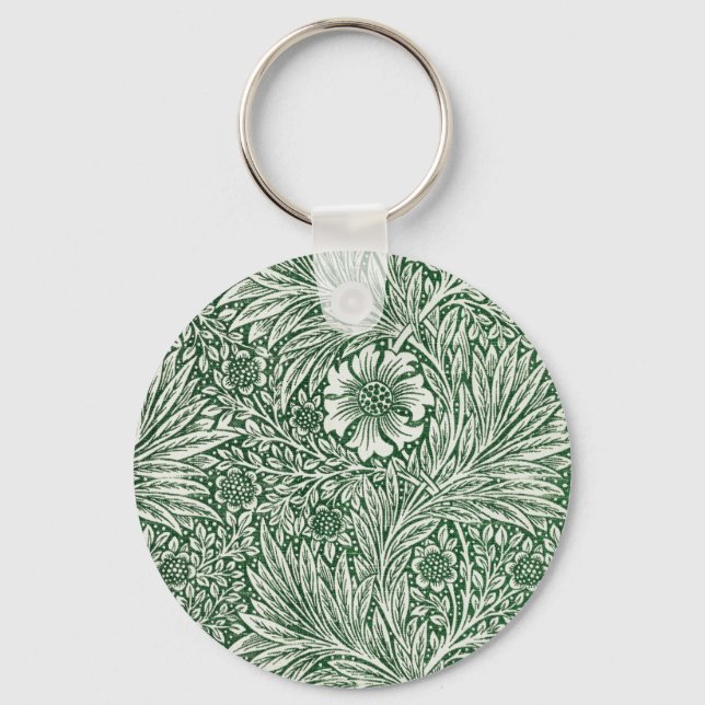 william morris marigold green floral flower key ring (Front)