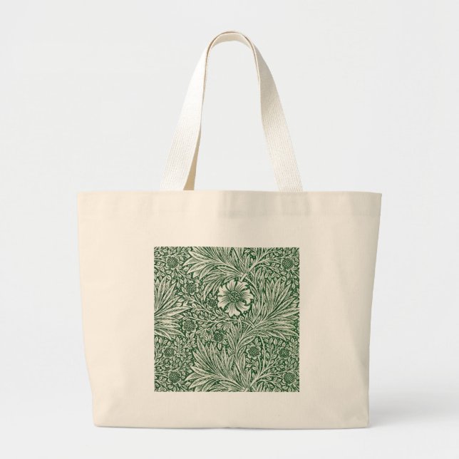 william morris marigold green floral flower large tote bag (Front)