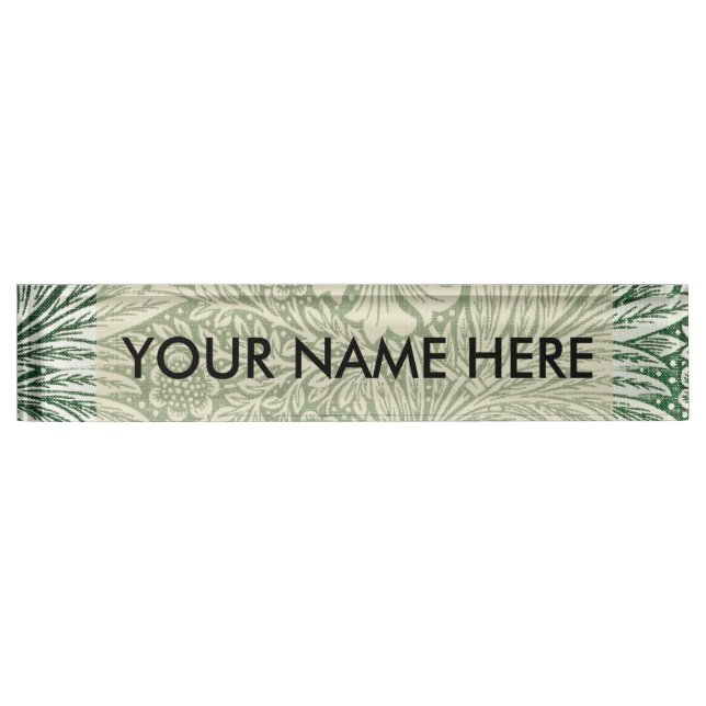 william morris marigold green floral flower nameplate (Front)