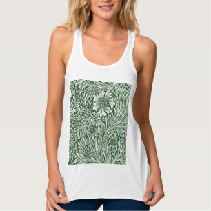 william morris marigold green floral flower singlet