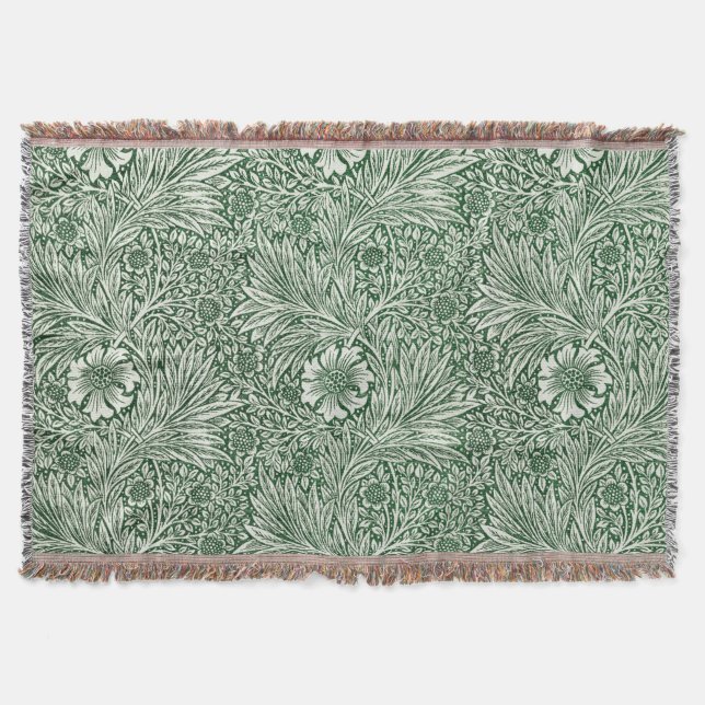 william morris marigold green floral flower throw blanket (Front)