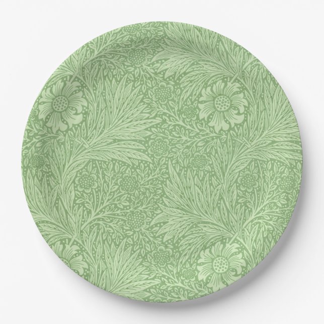 William Morris Marigold (Green) Pattern Paper Plate (Front)