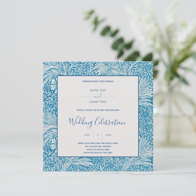 William Morris' Marigold vintage botanical wedding Invitation (Standing Front)