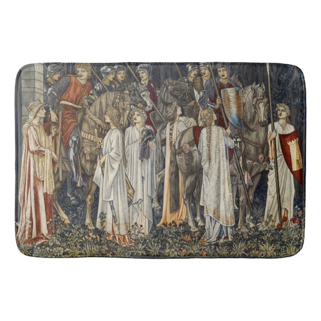 William Morris Mediaeval Knights Tapestry Design Bath Mat (Front)