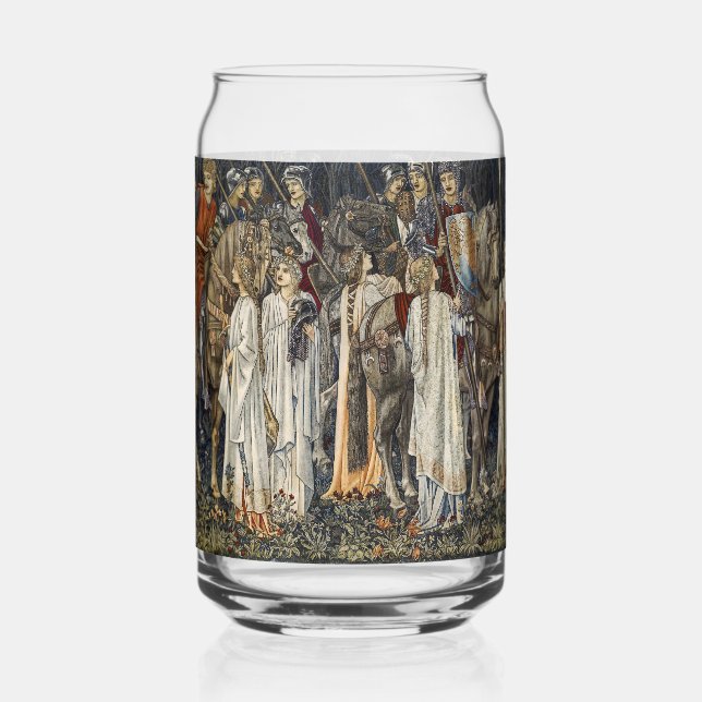 William Morris Mediaeval Knights Tapestry Design Can Glass (Front)