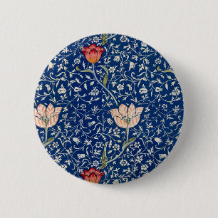 William Morris Medway Blue Floral 6 Cm Round Badge