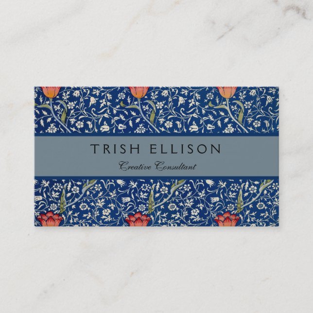 William Morris Medway Blue Floral  Business Card (Front)