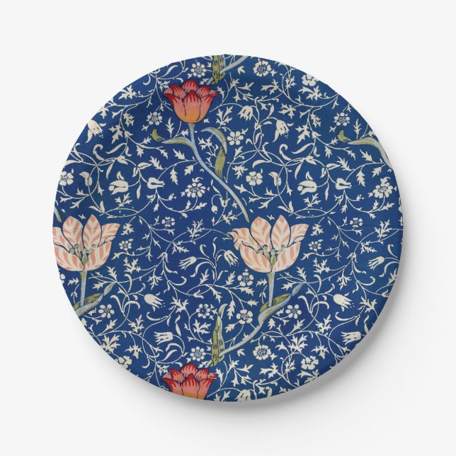 William Morris Medway Blue Floral  Paper Plate (Front)