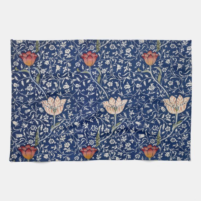 William Morris Medway Blue Floral Tea Towel (Horizontal)