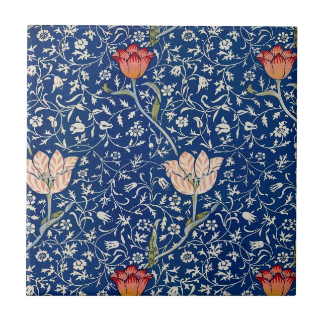 William Morris Medway Blue Floral  Tile (Front)